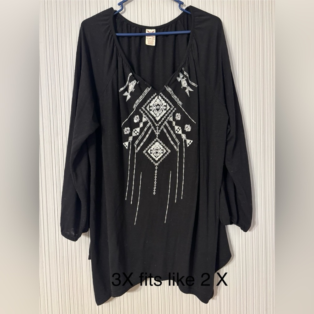 Black Embroidered Women's Top